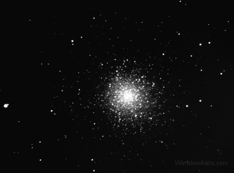 m13_030315.jpg -    Object:   M13     Date:   March 15th 2003     Instrument:   LX200 10" f/10 + 0.33 FR     Camera:   SXV-H9     Exposure:   10x 2 minutes     Filters:   Orion Skyglow     Comments:   Taken with a f/3.3 focal reducer working at f/3.7 and an Orion Skyglow filter. (See my remarks below about the Moon and flat field). Still I'm having a great time 'playing' with this new camera  