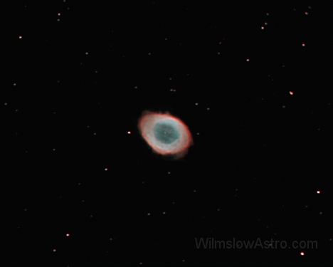 m57_rgb_ha-5x300s_oiii-3x300s_sii-5x300s_060716.jpg -    Object:   M57 Ring Nebula     Date:   June 16th 2006     Instrument:   C9.25 SCT     Camera:   SXH-H9     Exposure:   Ha 5x 300s, OIII 3x 300s, SII 5x 300s     Filters:   Astronomik CCD     Comments:   A trial of narrow band imaging. Combined using a 'natural' colour palette.  