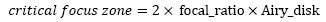 cfz = 2 x f-ratio x AiryDisk